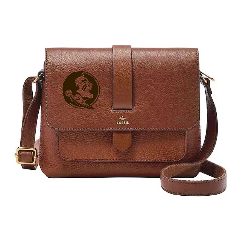 Fossil Florida State Seminoles Kinley Brown Leather Small Crossbody Bag