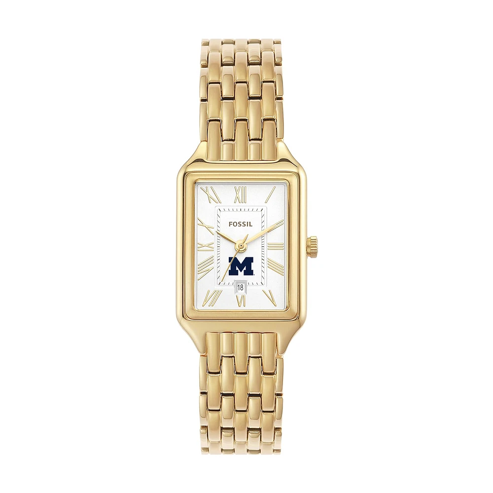 Women's Fossil Michigan Wolverines Raquel Gold-Tone Stainless Steel Watch