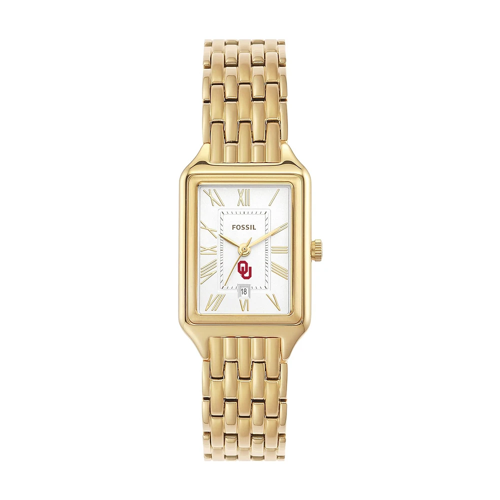 Women's Fossil Oklahoma Sooners Raquel Gold-Tone Stainless Steel Watch