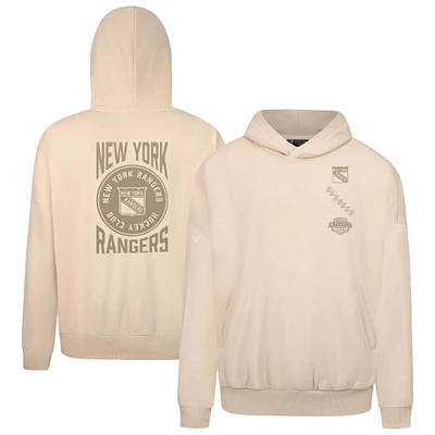 Men's Levelwear Cream New York Rangers Contact Stamp Pullover Hoodie