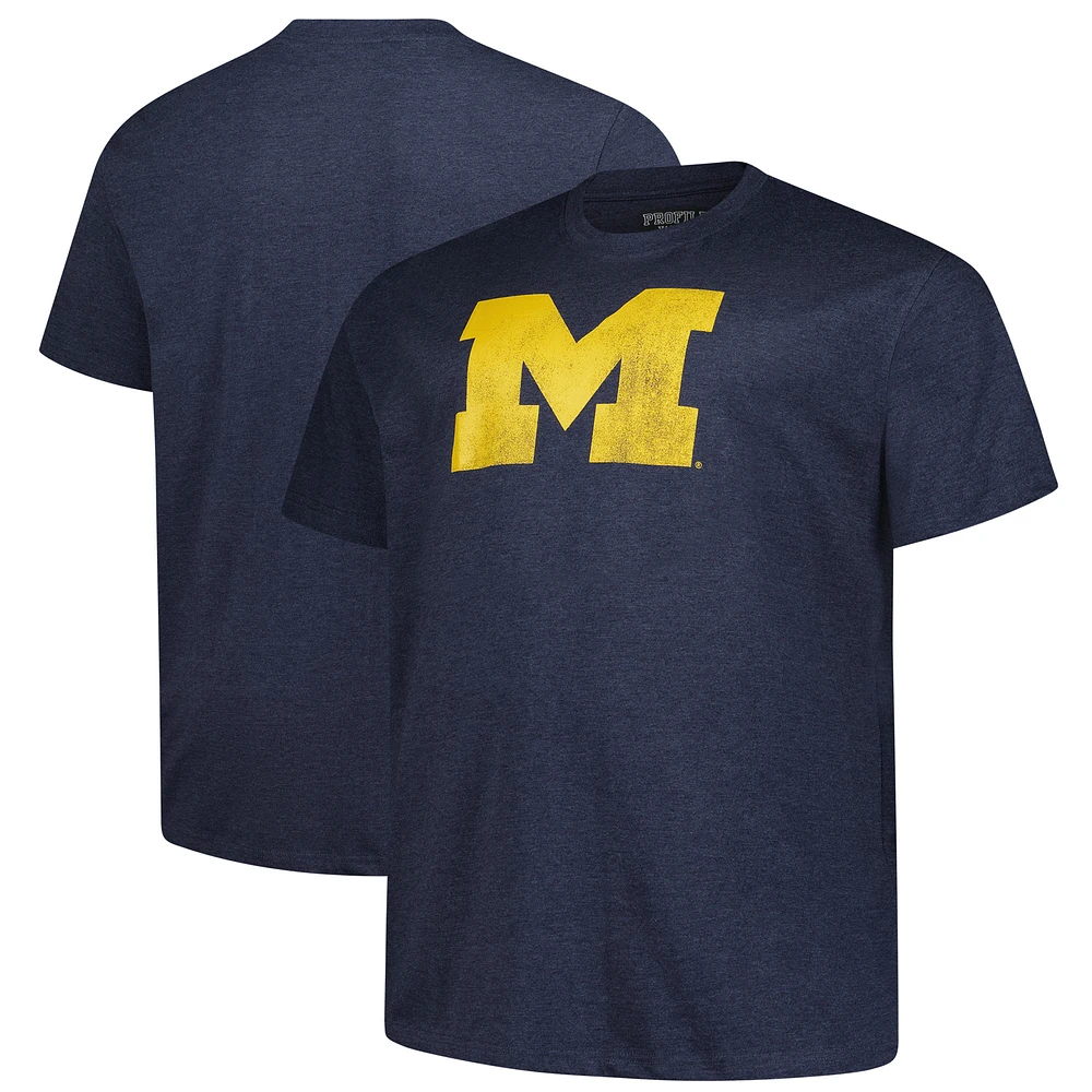 Men's Fanatics Navy Michigan Wolverines Big & Tall Distressed Vintage Logo T-Shirt