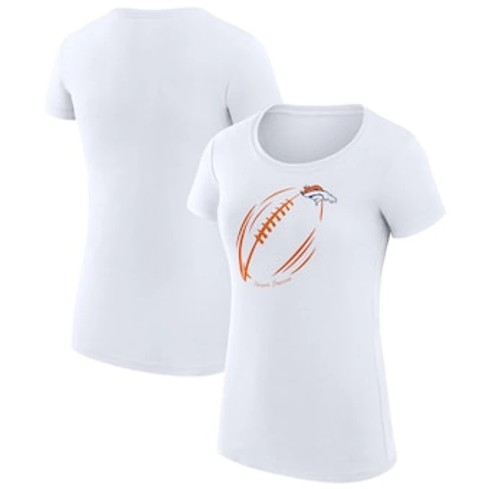 Women's G-III 4Her by Carl Banks White Denver Broncos Super-Slim Fit Lightweight Subtle Football T-Shirt