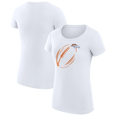 Women's G-III 4Her by Carl Banks White Denver Broncos Super-Slim Fit Lightweight Subtle Football T-Shirt