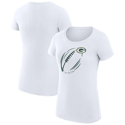 Women's G-III 4Her by Carl Banks White Green Bay Packers Super-Slim Fit Lightweight Subtle Football T-Shirt