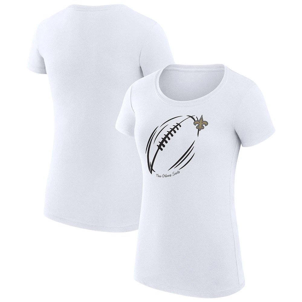 Women's G-III 4Her by Carl Banks White New Orleans Saints Super-Slim Fit Lightweight Subtle Football T-Shirt