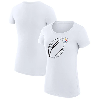 Women's G-III 4Her by Carl Banks White Pittsburgh Steelers Super-Slim Fit Lightweight Subtle Football T-Shirt