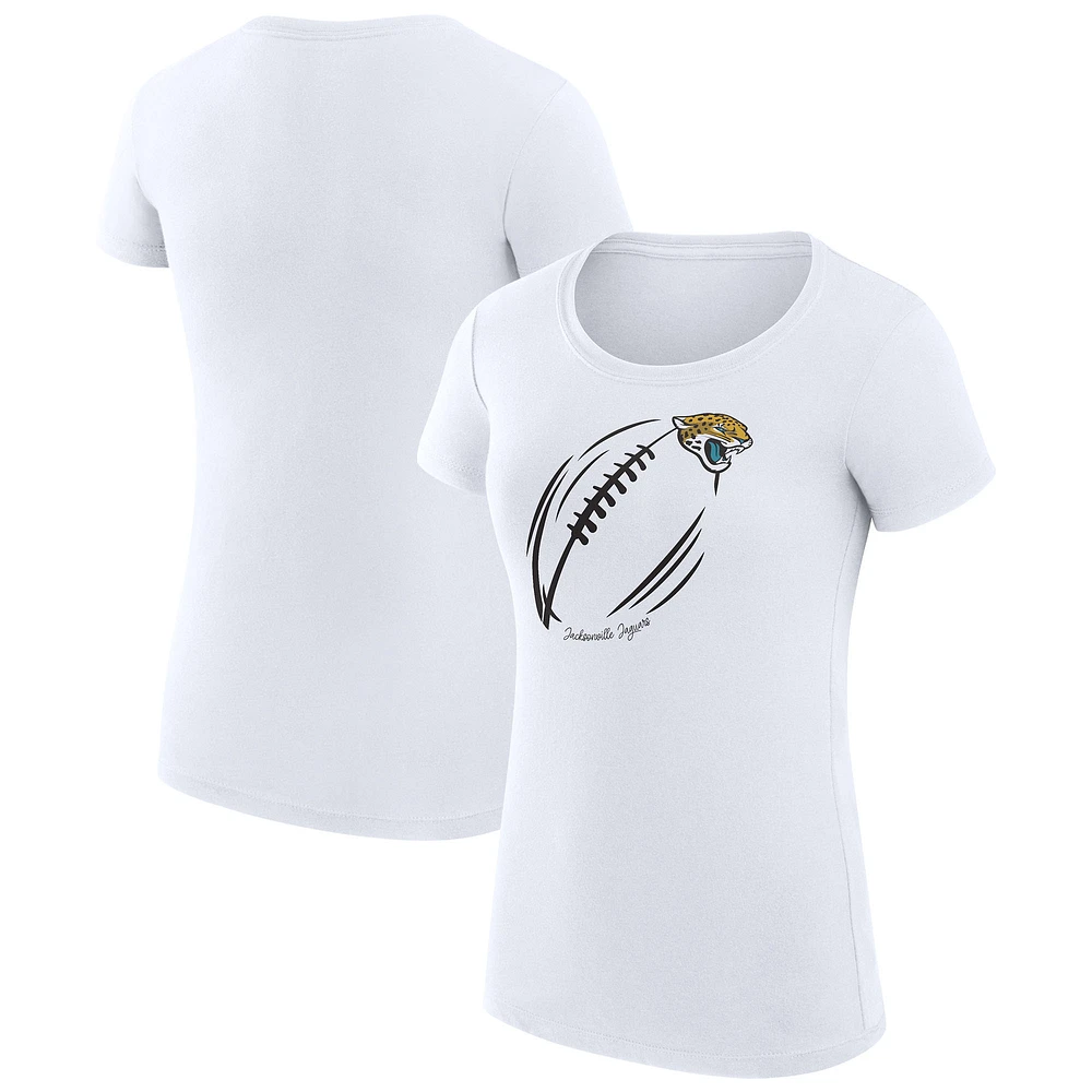 Women's G-III 4Her by Carl Banks White Jacksonville Jaguars Super-Slim Fit Lightweight Subtle Football T-Shirt