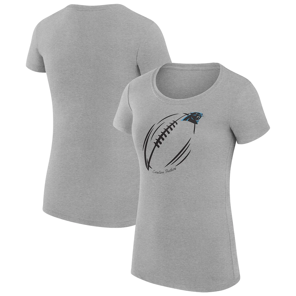 Women's G-III 4Her by Carl Banks Heather Gray Carolina Panthers Super-Slim Fit Lightweight Subtle Football T-Shirt