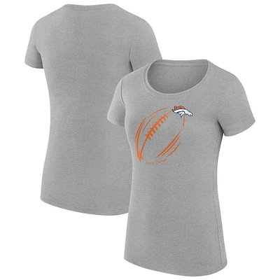 Women's G-III 4Her by Carl Banks Heather Gray Denver Broncos Super-Slim Fit Lightweight Subtle Football T-Shirt