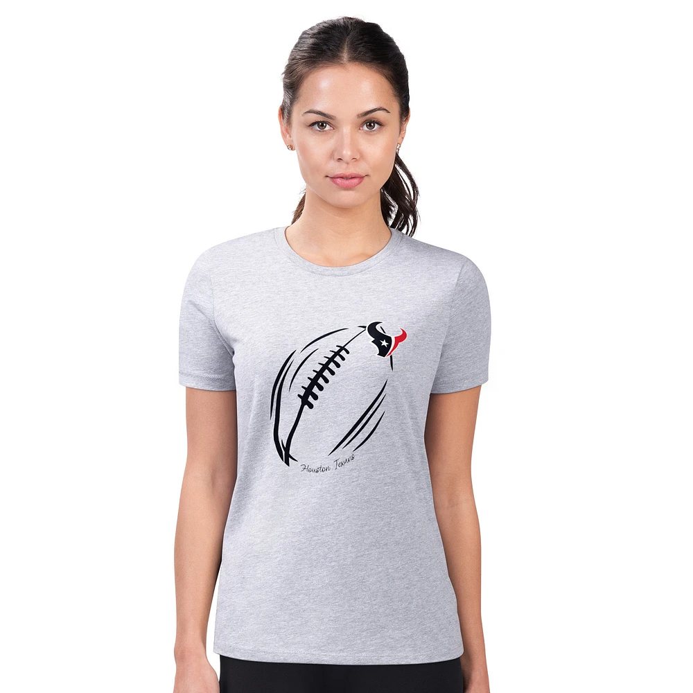 Women's G-III 4Her by Carl Banks Heather Gray Houston Texans Super-Slim Fit Lightweight Subtle Football T-Shirt