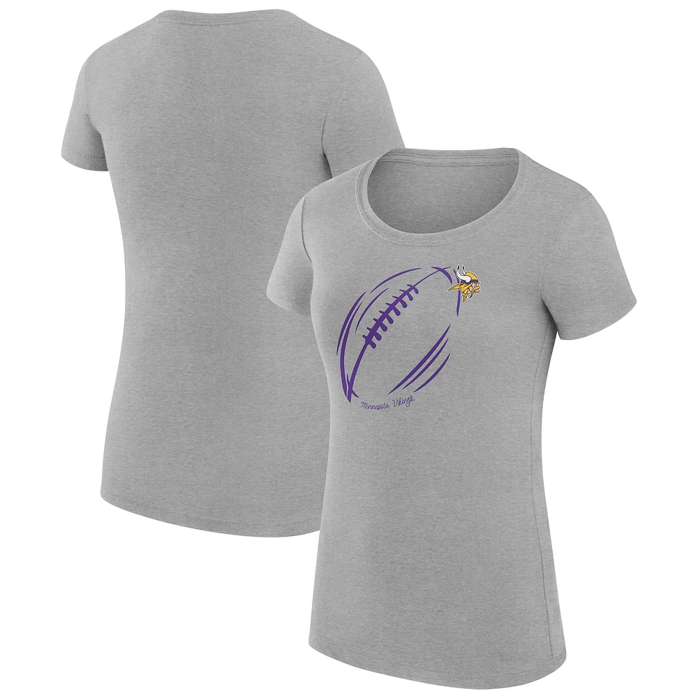 Women's G-III 4Her by Carl Banks Heather Gray Minnesota Vikings Super-Slim Fit Lightweight Subtle Football T-Shirt