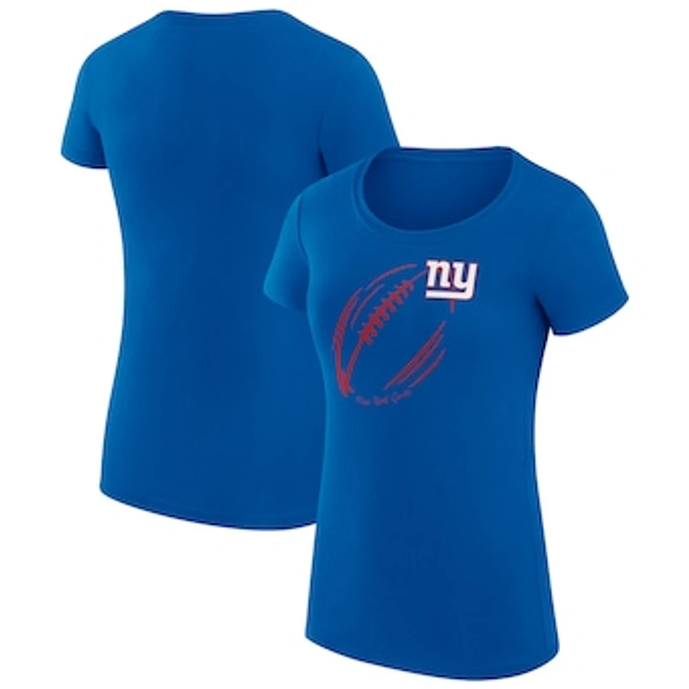 Women's G-III 4Her by Carl Banks Royal New York Giants Super-Slim Fit Lightweight Subtle Football T-Shirt