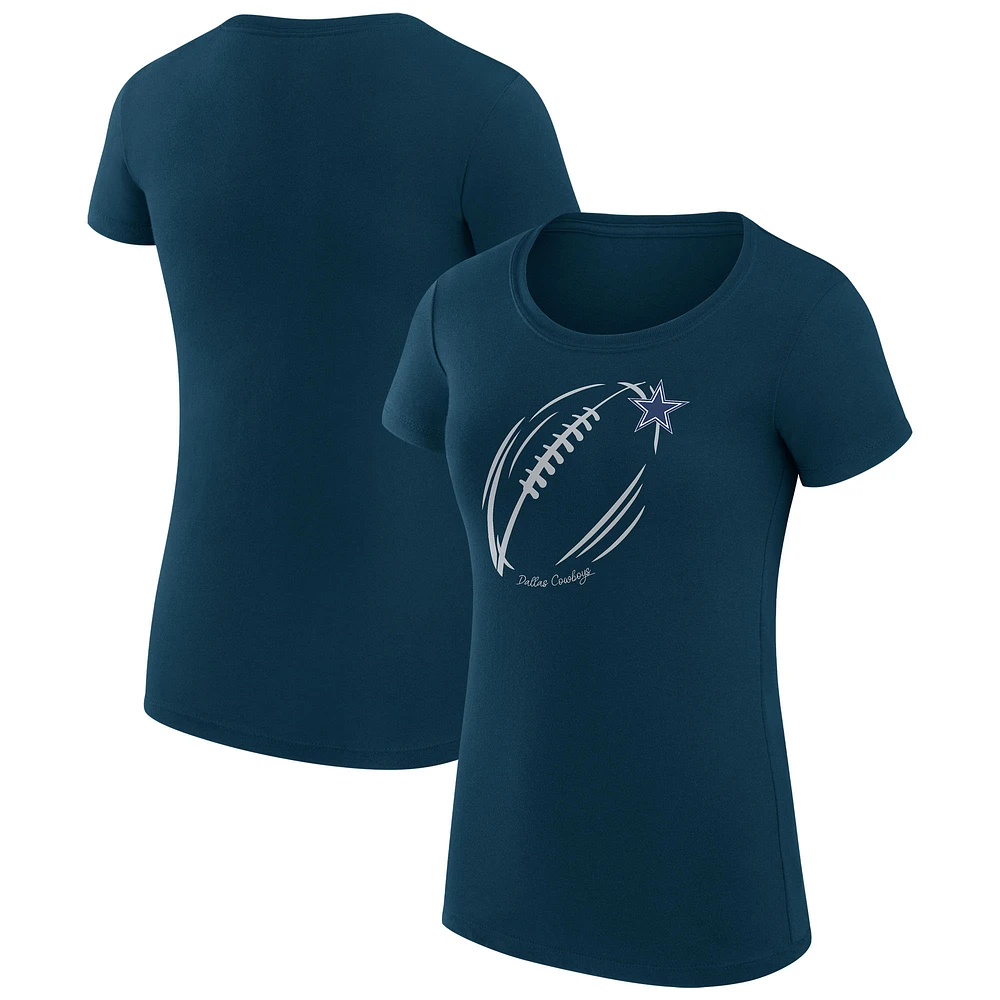 Women's G-III 4Her by Carl Banks Navy Dallas Cowboys Super-Slim Fit Lightweight Subtle Football T-Shirt
