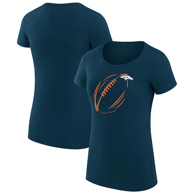 Women's G-III 4Her by Carl Banks Navy Denver Broncos Super-Slim Fit Lightweight Subtle Football T-Shirt