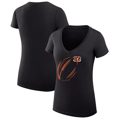 Women's G-III 4Her by Carl Banks Cincinnati Bengals Super-Slim Fit Lightweight Subtle Football V-Neck T-Shirt
