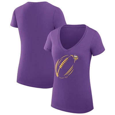 Women's G-III 4Her by Carl Banks Minnesota Vikings Super-Slim Fit Lightweight Subtle Football V-Neck T-Shirt
