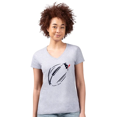 Women's G-III 4Her by Carl Banks Heather Gray Houston Texans Super-Slim Fit Lightweight Subtle Football V-Neck T-Shirt