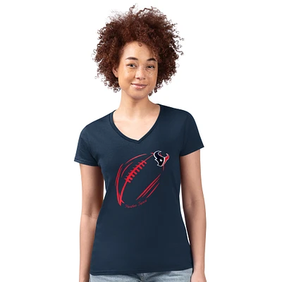 Women's G-III 4Her by Carl Banks Navy Houston Texans Super-Slim Fit Lightweight Subtle Football V-Neck T-Shirt