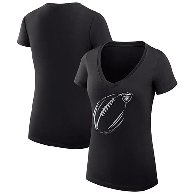 Women's G-III 4Her by Carl Banks Las Vegas Raiders Super-Slim Fit Lightweight Subtle Football V-Neck T-Shirt