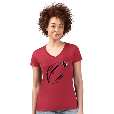 Women's G-III 4Her by Carl Banks Houston Texans Super-Slim Fit Lightweight Subtle Football V-Neck T-Shirt