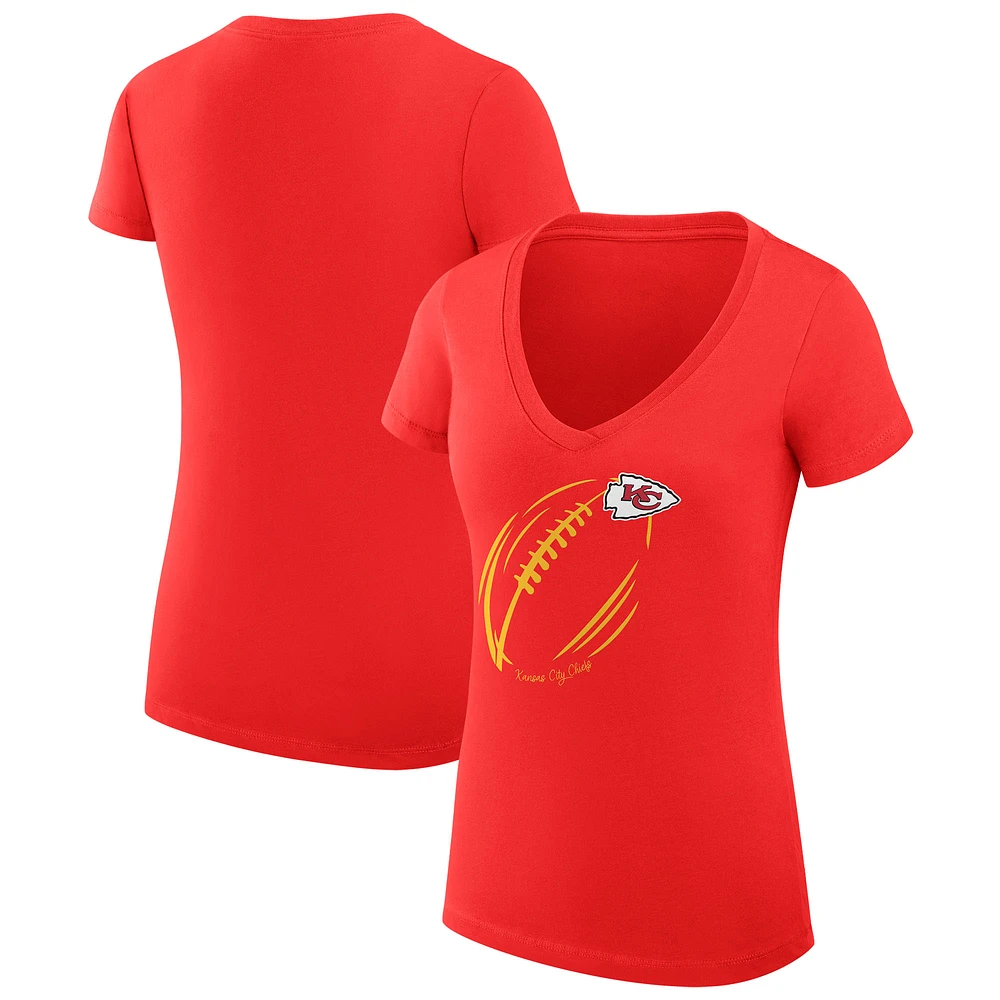 Women's G-III 4Her by Carl Banks Kansas City Chiefs Super-Slim Fit Lightweight Subtle Football V-Neck T-Shirt