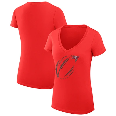 Women's G-III 4Her by Carl Banks Tampa Bay Buccaneers Super-Slim Fit Lightweight Subtle Football V-Neck T-Shirt