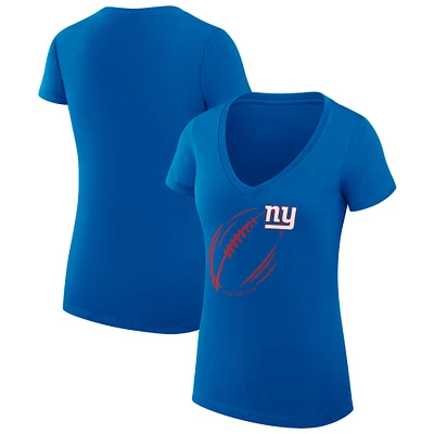 Women's G-III 4Her by Carl Banks Royal New York Giants Super-Slim Fit Lightweight Subtle Football V-Neck T-Shirt