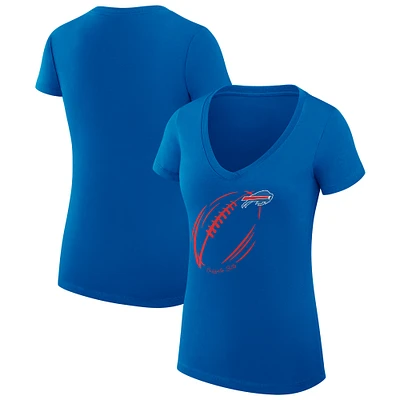 Women's G-III 4Her by Carl Banks Royal Buffalo Bills Super-Slim Fit Lightweight Subtle Football V-Neck T-Shirt