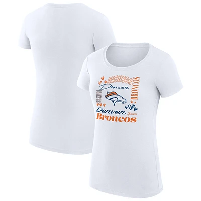 Women's G-III 4Her by Carl Banks White Denver Broncos Super-Slim Fit Lightweight Collage Team T-Shirt