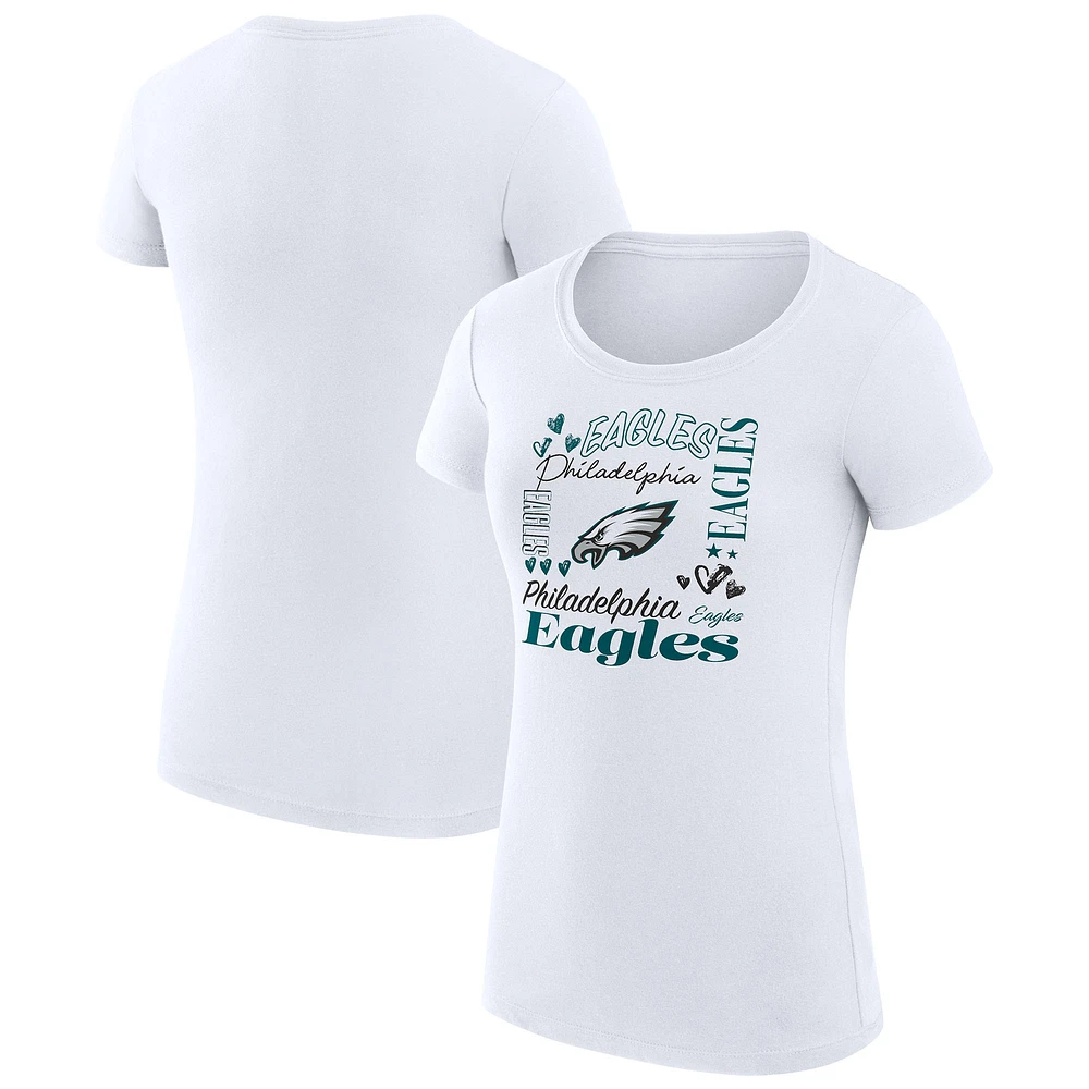 Women's G-III 4Her by Carl Banks Philadelphia Eagles Super-Slim Fit Lightweight Collage Team T-Shirt