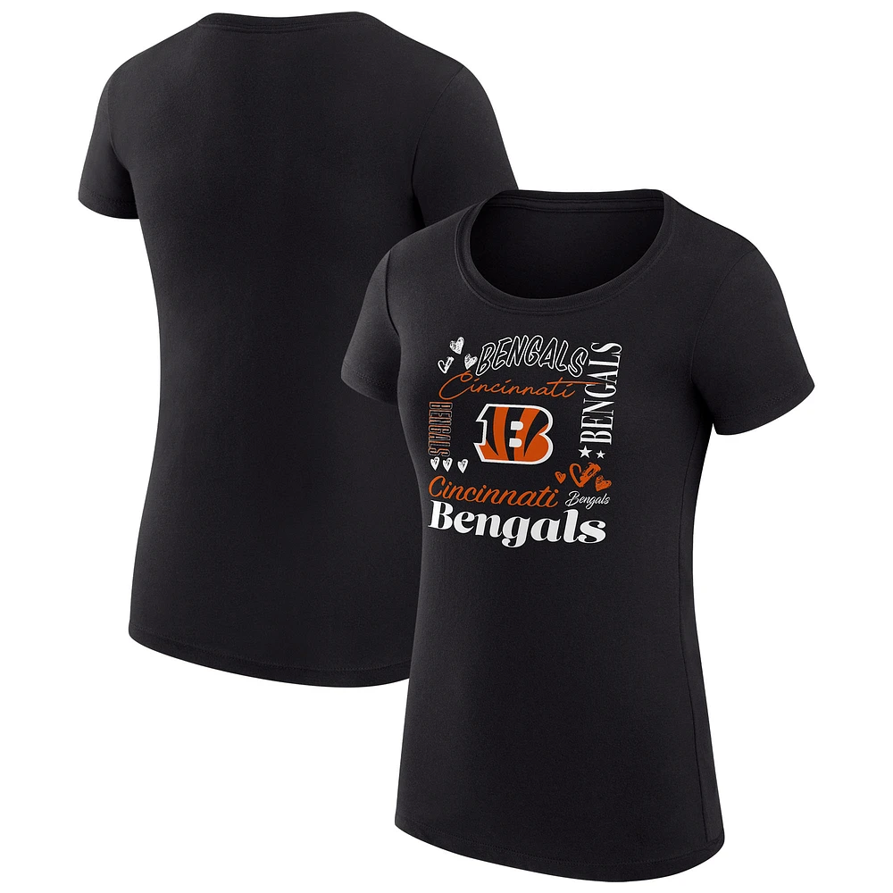 Women's G-III 4Her by Carl Banks Cincinnati Bengals Super-Slim Fit Lightweight Collage Team T-Shirt