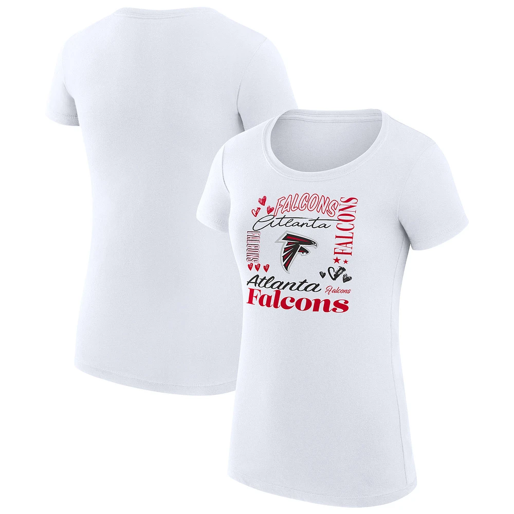 Women's G-III 4Her by Carl Banks White Atlanta Falcons Super-Slim Fit Lightweight Collage Team T-Shirt
