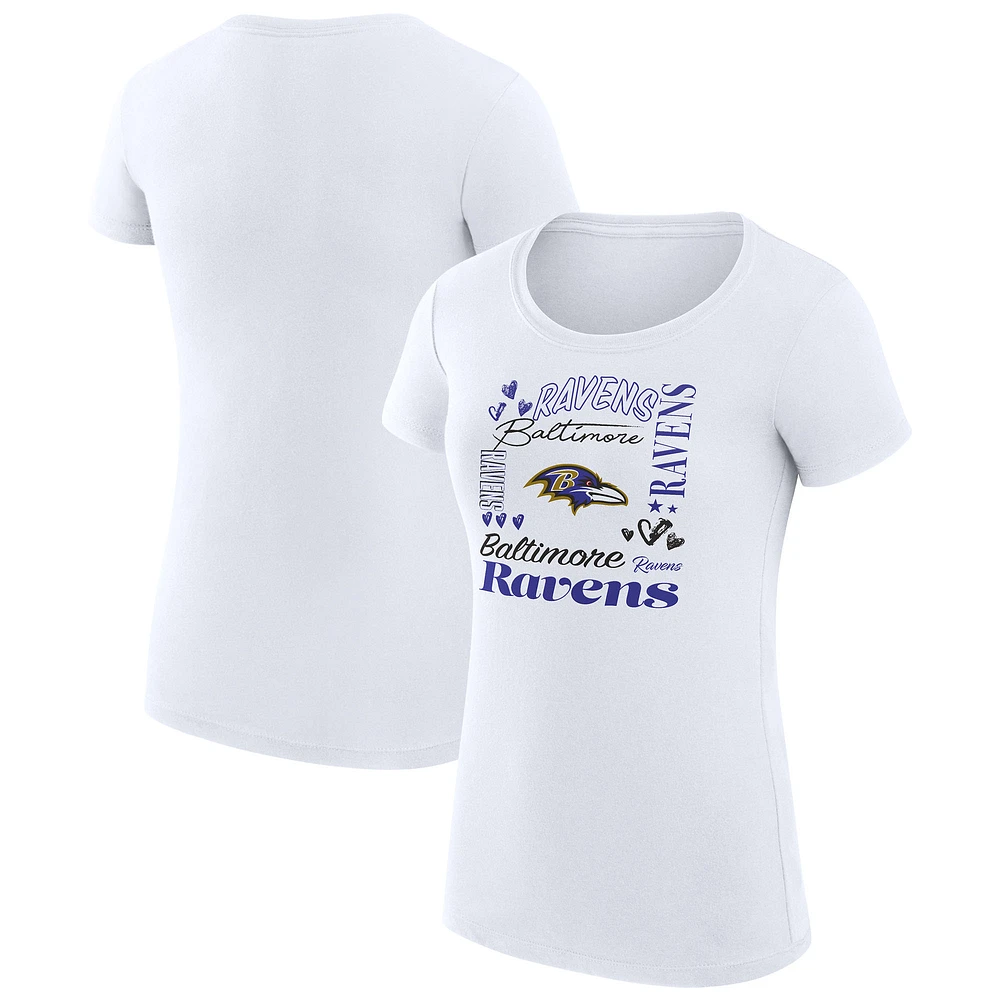 Women's G-III 4Her by Carl Banks Baltimore Ravens Super-Slim Fit Lightweight Collage Team T-Shirt