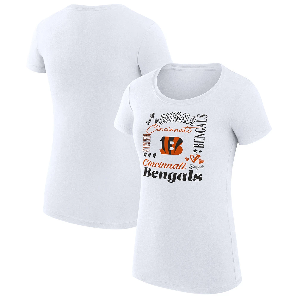 Women's G-III 4Her by Carl Banks Cincinnati Bengals Super-Slim Fit Lightweight Collage Team T-Shirt