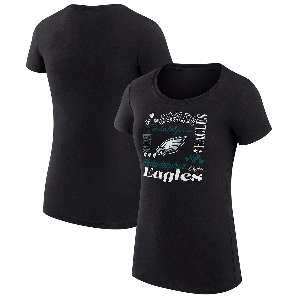 Women's G-III 4Her by Carl Banks Philadelphia Eagles Super-Slim Fit Lightweight Collage Team T-Shirt