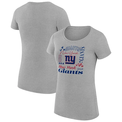 Women's G-III 4Her by Carl Banks Heather Gray New York Giants Super-Slim Fit Lightweight Collage Team T-Shirt