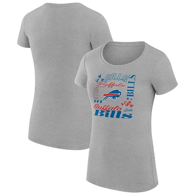 Women's G-III 4Her by Carl Banks Heather Gray Buffalo Bills Super-Slim Fit Lightweight Collage Team T-Shirt