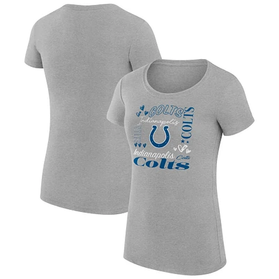 Women's G-III 4Her by Carl Banks Heather Gray Indianapolis Colts Super-Slim Fit Lightweight Collage Team T-Shirt