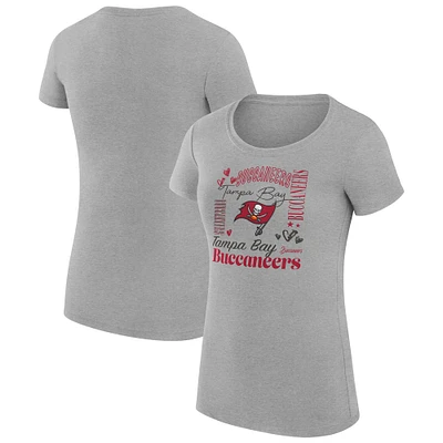 Women's G-III 4Her by Carl Banks Heather Gray Tampa Bay Buccaneers Super-Slim Fit Lightweight Collage Team T-Shirt