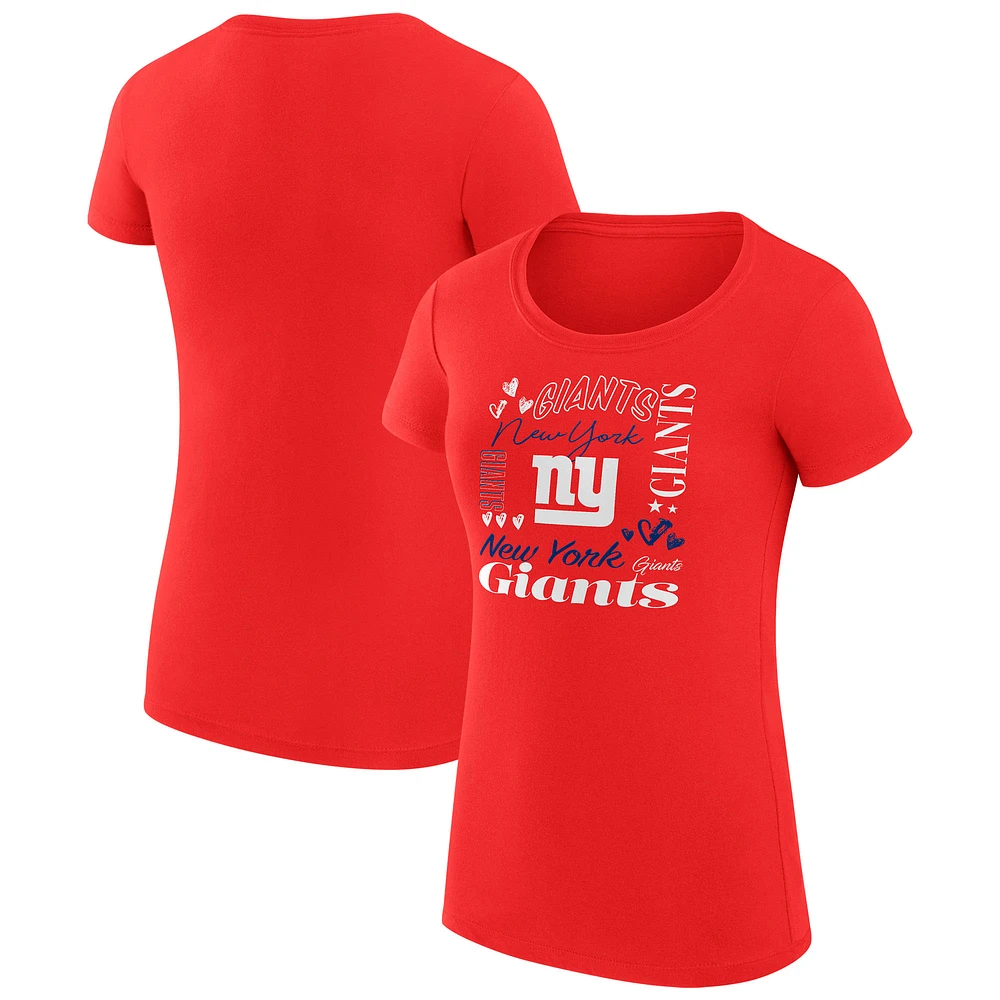 Women's G-III 4Her by Carl Banks New York Giants Super-Slim Fit Lightweight Collage Team T-Shirt
