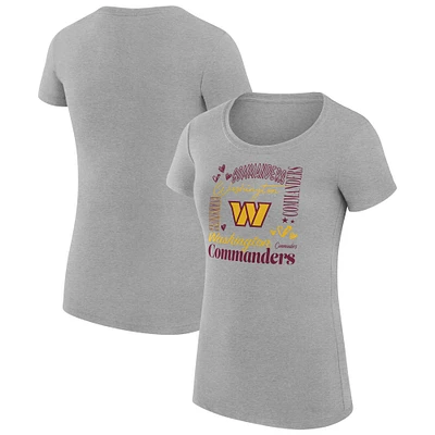 Women's G-III 4Her by Carl Banks Heather Gray Washington Commanders Super-Slim Fit Lightweight Collage Team T-Shirt