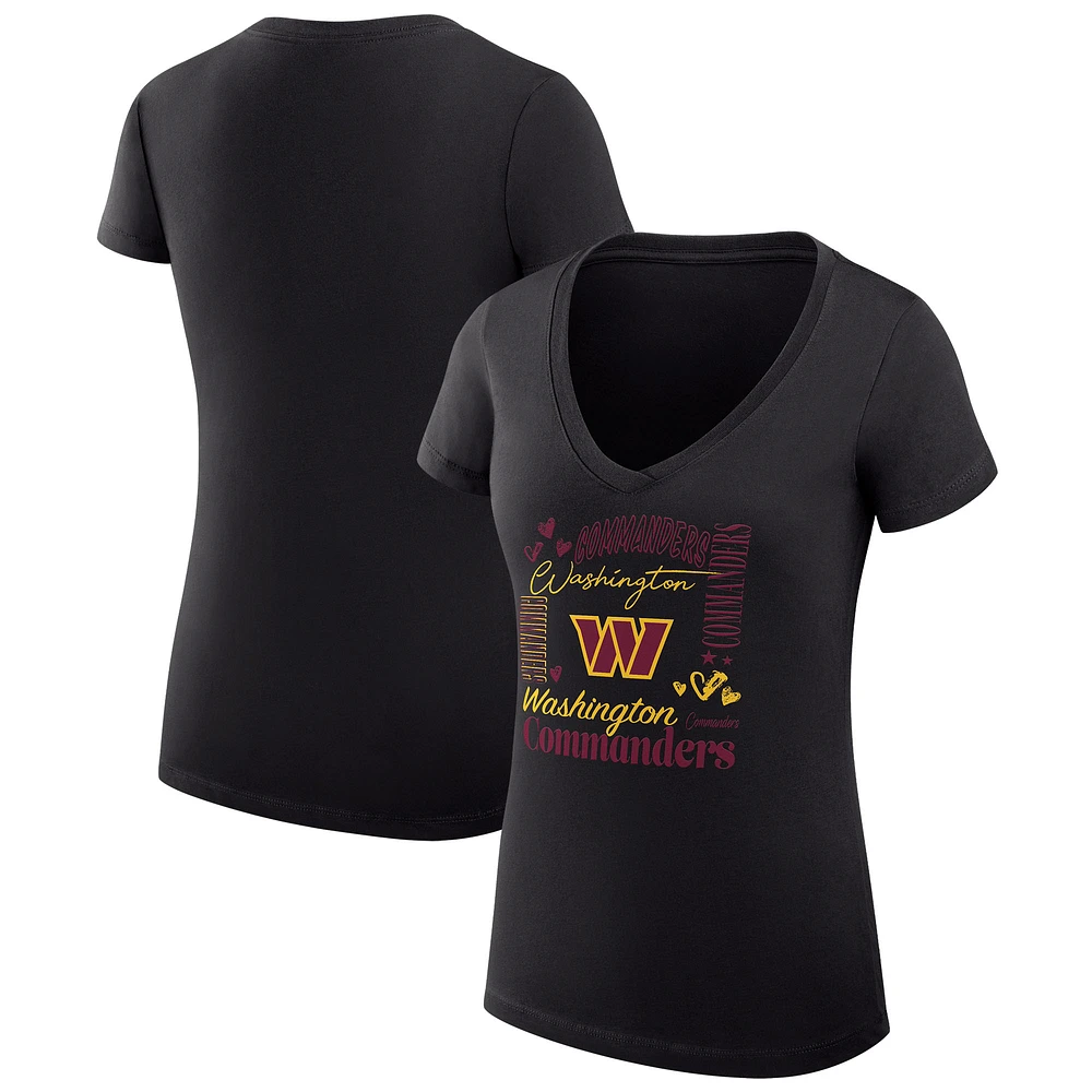 Women's G-III 4Her by Carl Banks Washington Commanders Super-Slim Fit Lightweight Collage Team V-Neck T-Shirt