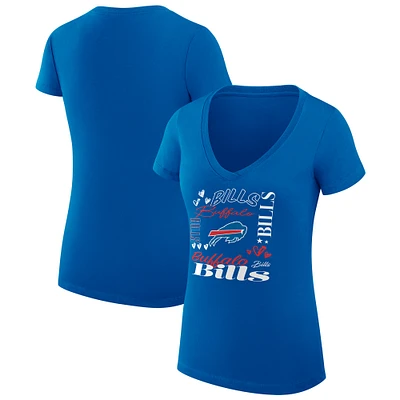 Women's G-III 4Her by Carl Banks Royal Buffalo Bills Super-Slim Fit Lightweight Collage Team V-Neck T-Shirt