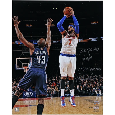 Carmelo Anthony New York Knicks Autographed 16" x 20" 62-Point Performance Photograph with Multiple Inscriptions - Limited Edition of 10