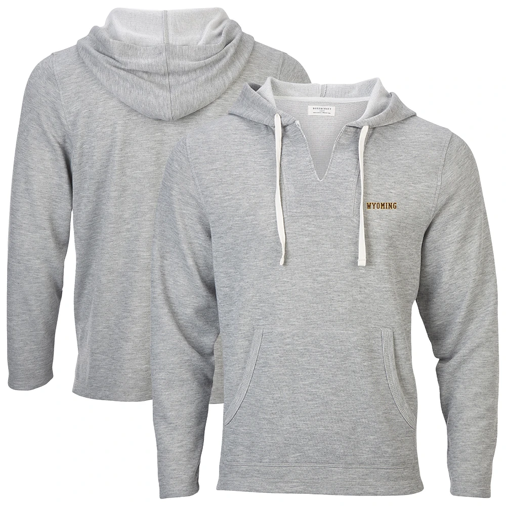 Women's Boxercraft Heather Gray Wyoming Cowboys Baja Fleece V-Neck Pullover Hoodie