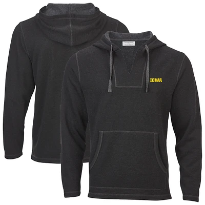 Women's Boxercraft Black Iowa Hawkeyes Baja Fleece V-Neck Pullover Hoodie