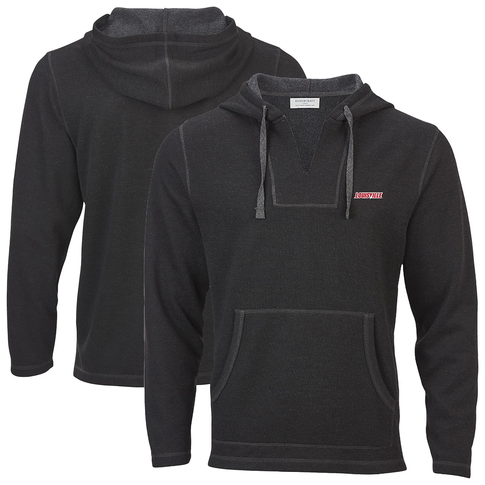 Women's Boxercraft Black Louisville Cardinals Baja Fleece V-Neck Pullover Hoodie