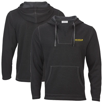 Women's Boxercraft Black Michigan Wolverines Baja Fleece V-Neck Pullover Hoodie
