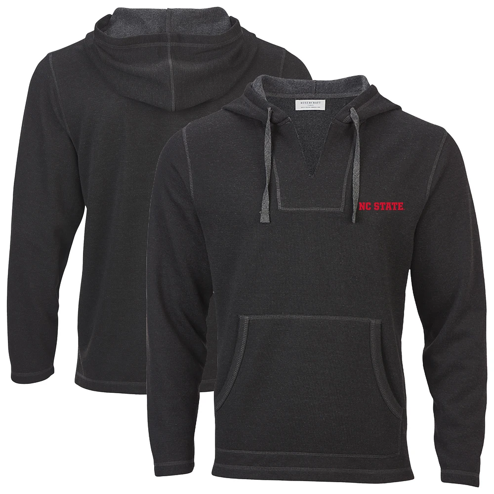 Women's Boxercraft Black NC State Wolfpack Baja Fleece V-Neck Pullover Hoodie