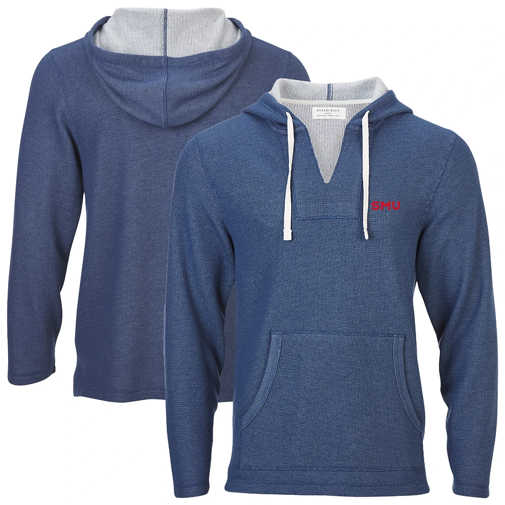 Women's Boxercraft Navy SMU Mustangs Baja Fleece V-Neck Pullover Hoodie